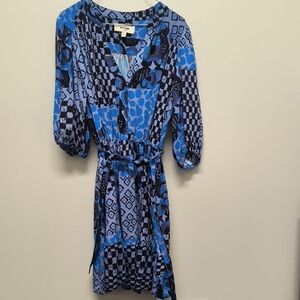 Anthropologie Blue Patterned Women's Dress